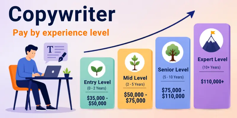 Copywriter pay by Experience Level